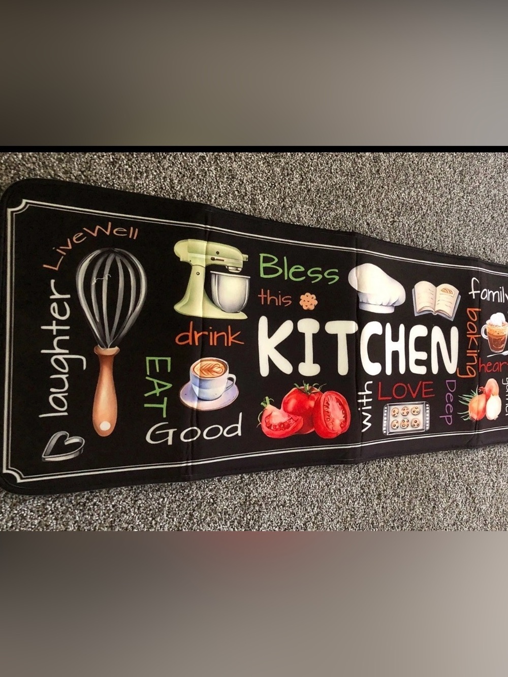 Kitchen Black Mat - 15” X 47”, NEW